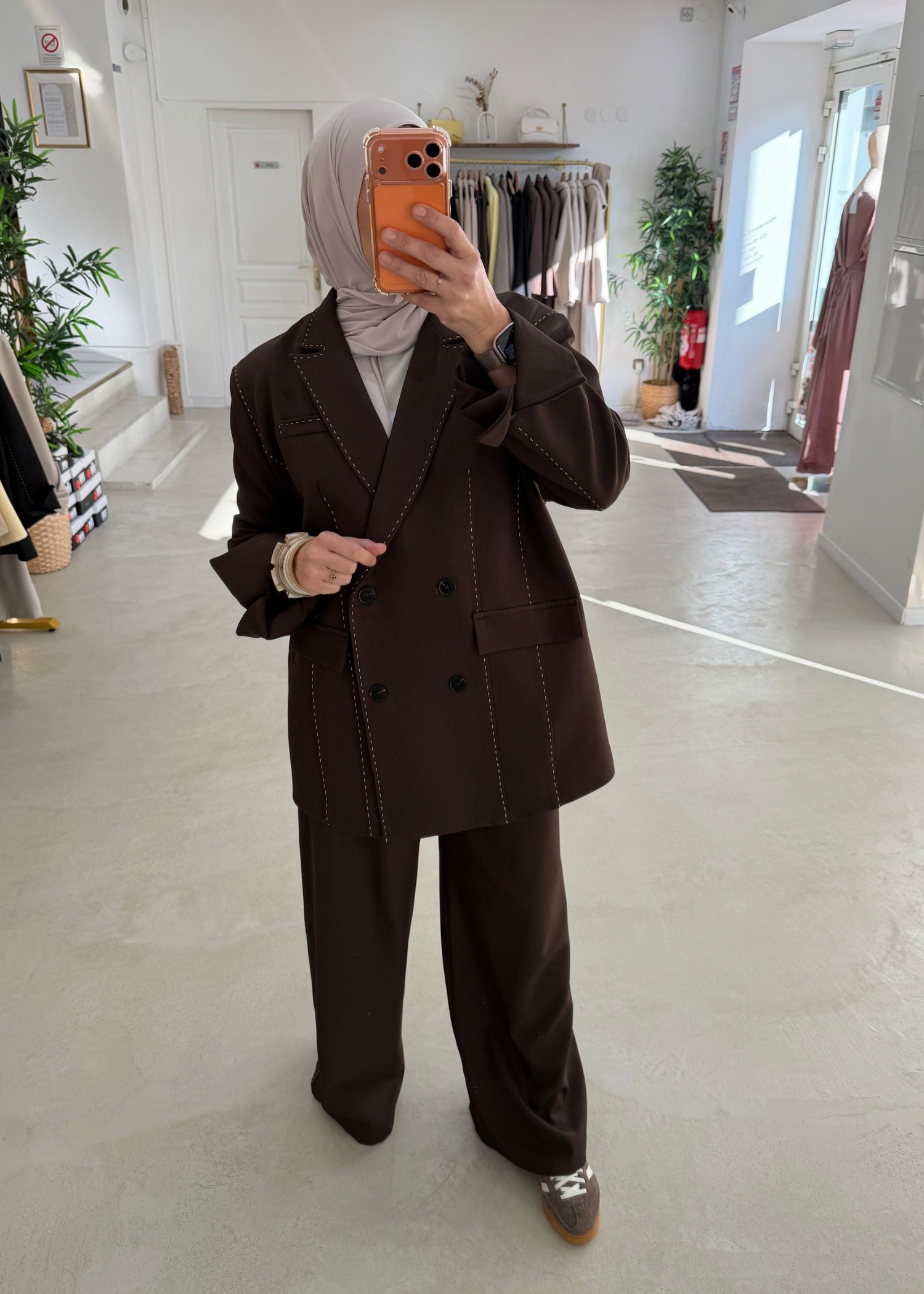 Blazer surpiqûres chocolat
