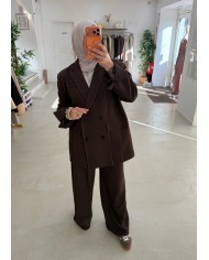 Blazer surpiqûres chocolat