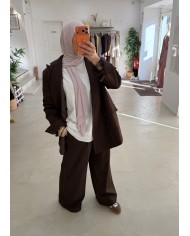Pantalon surpiqûre chocolat