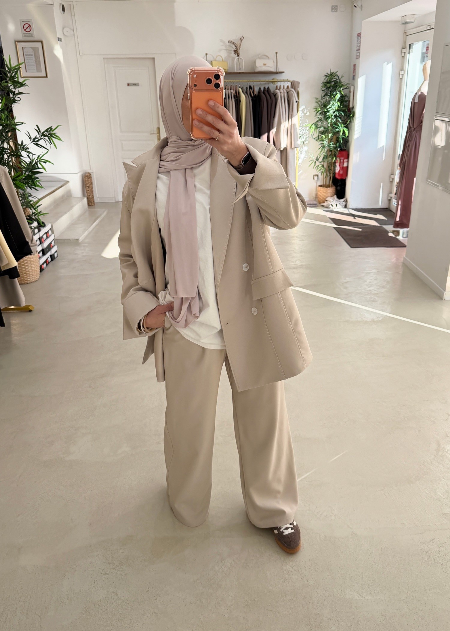 Pantalon surpiqûre beige