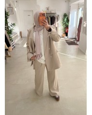 Pantalon surpiqûre beige