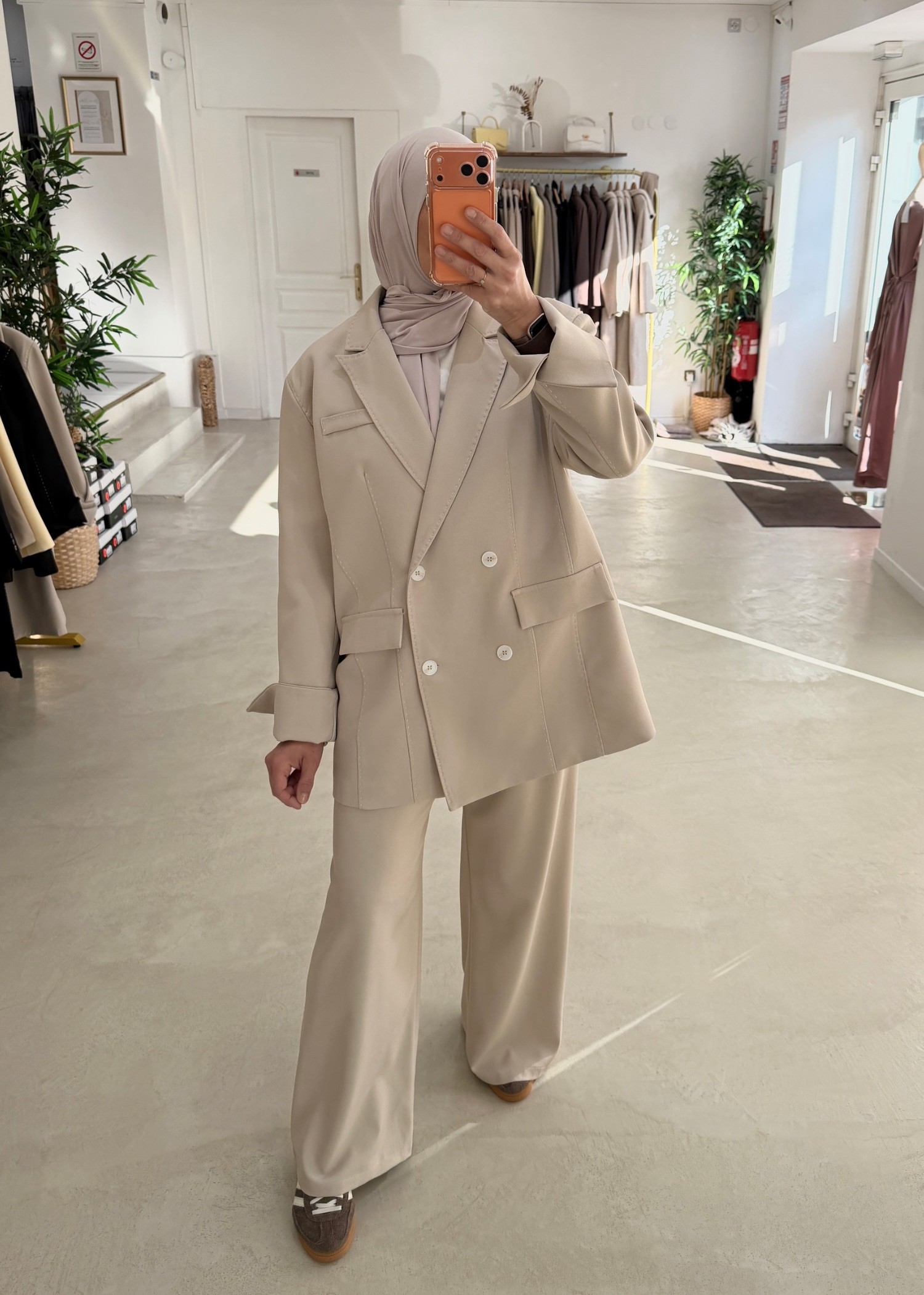 Pantalon surpiqûre beige