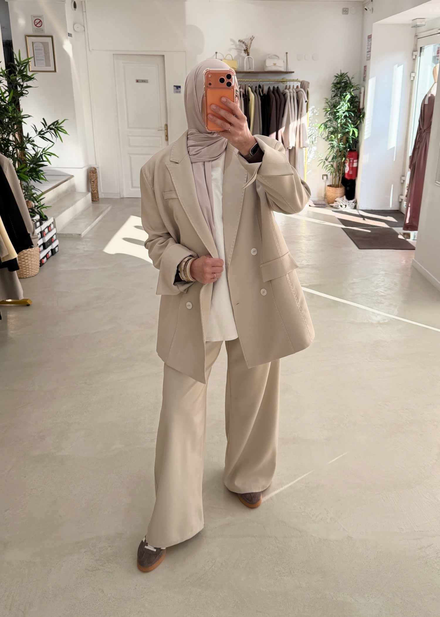 Pantalon surpiqûre beige