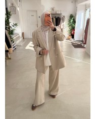 Pantalon surpiqûre beige