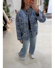 Veste brodé bleu ciel