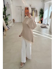 Haut satin asymétrique rose