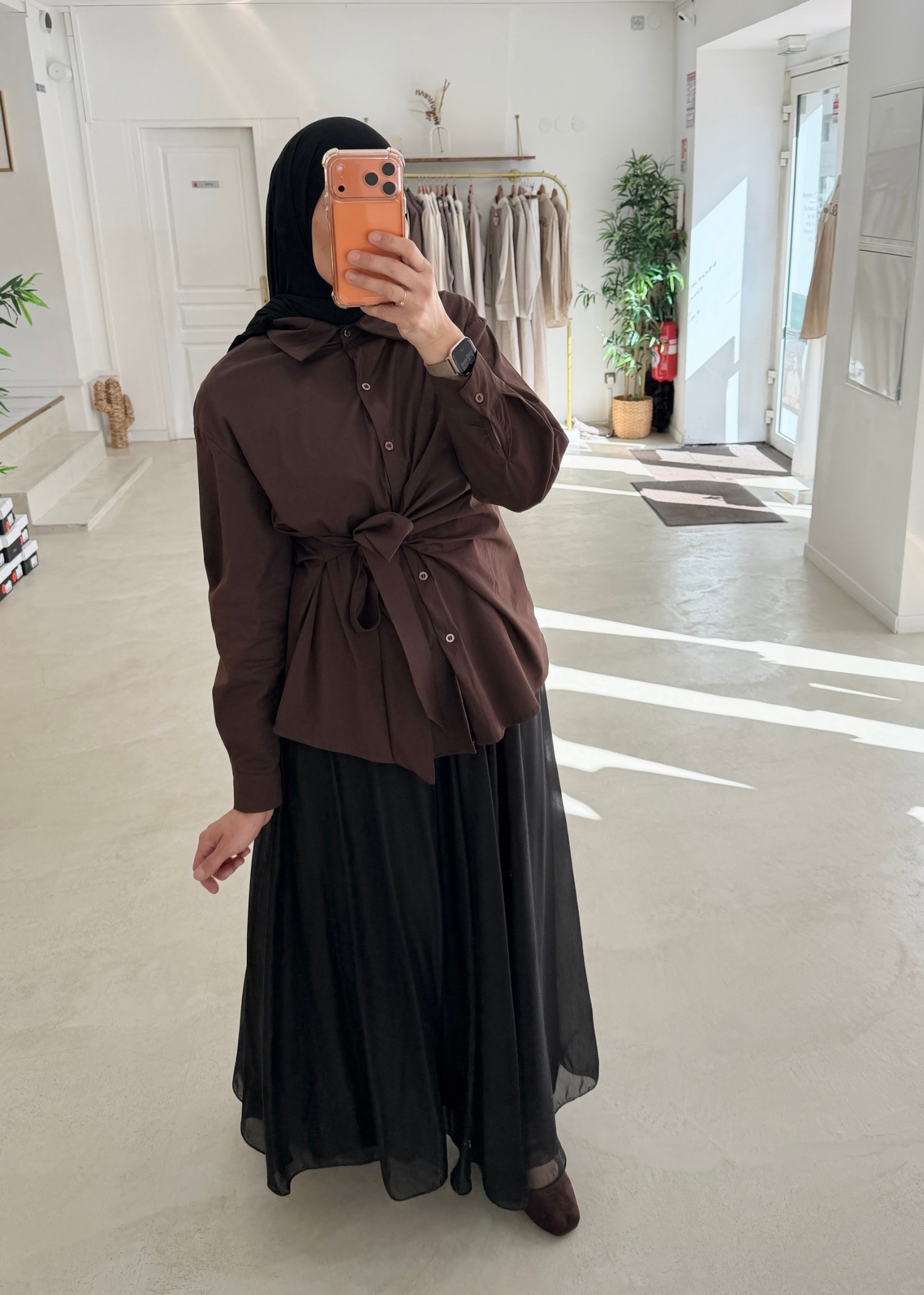 Chemise knot chocolat