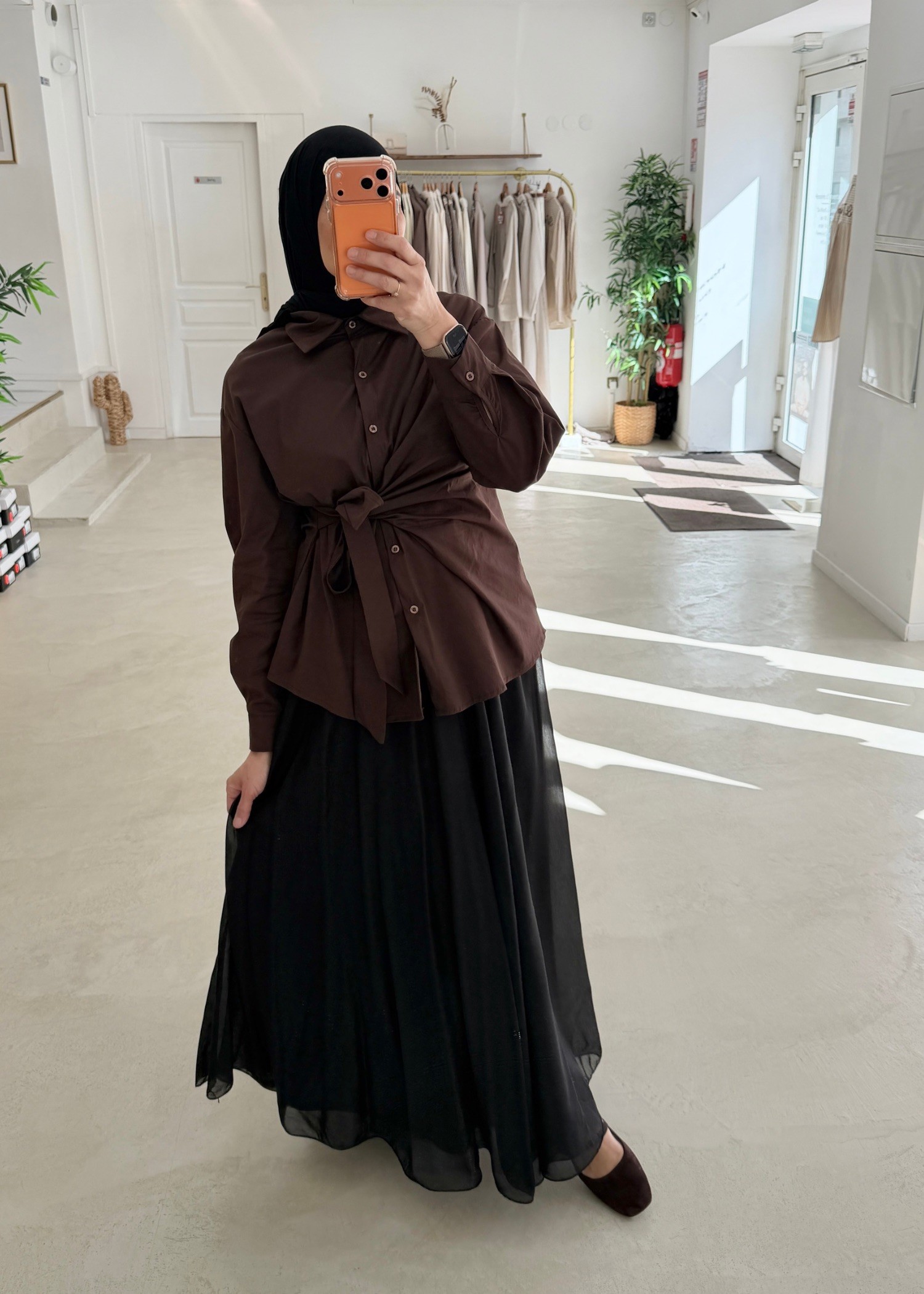 Chemise knot chocolat