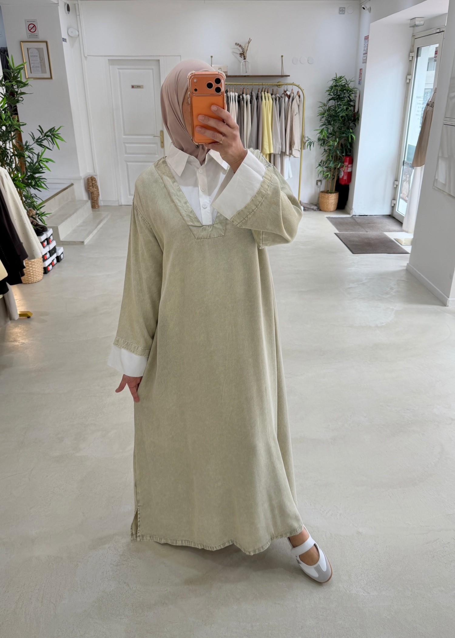 Robe Duala vert kaki clair