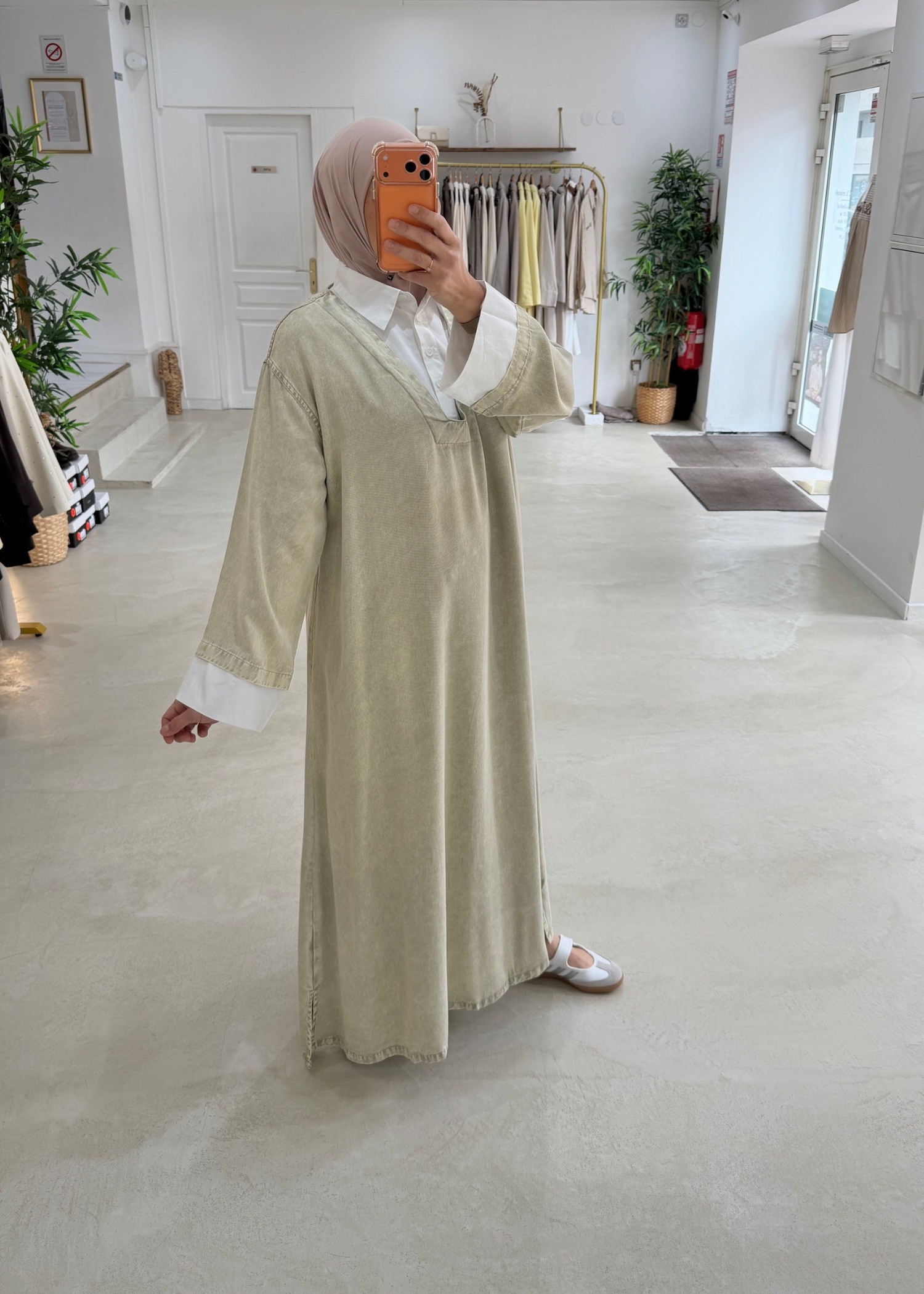 Robe Duala vert kaki clair