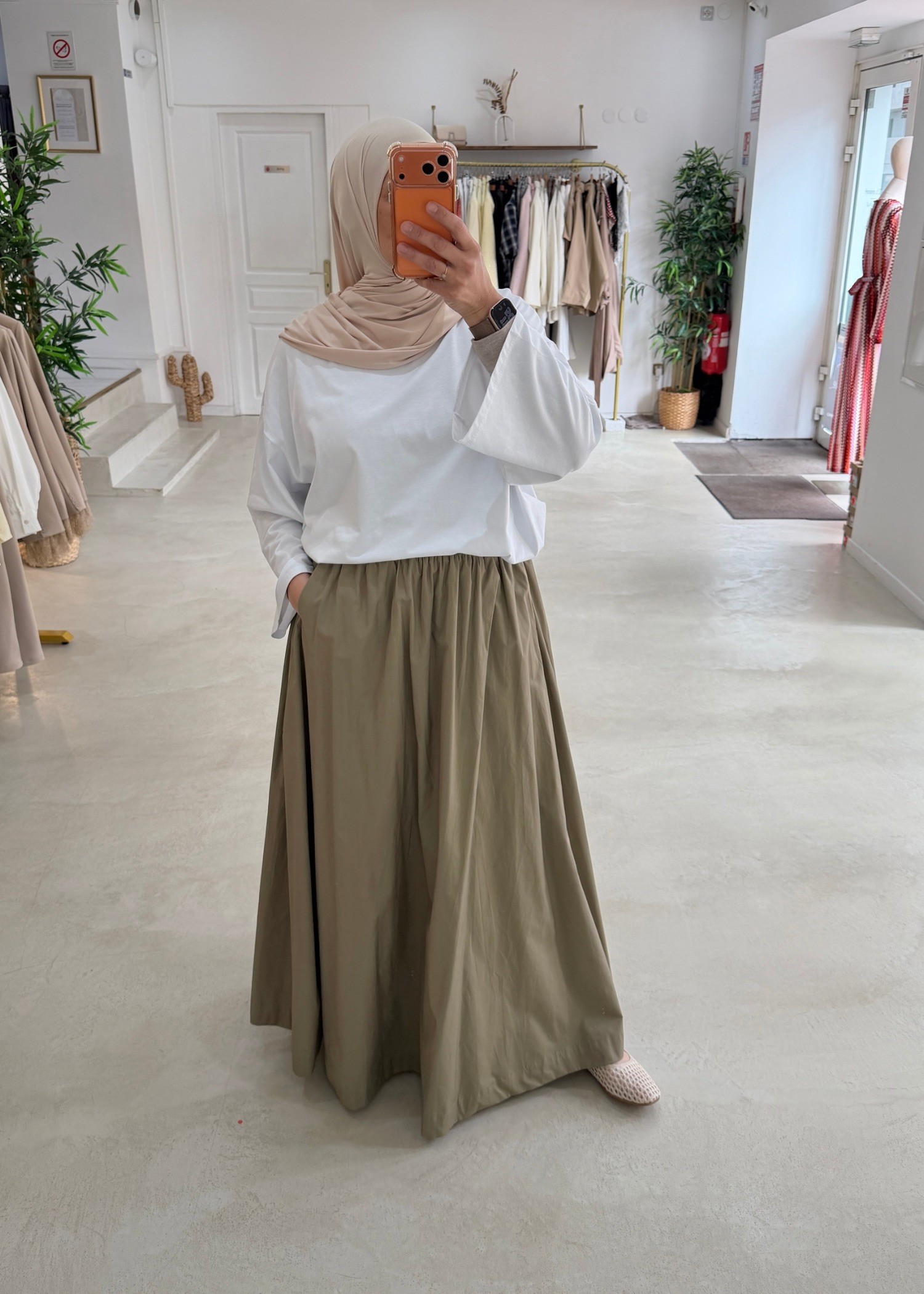 Jupe signature taupe clair