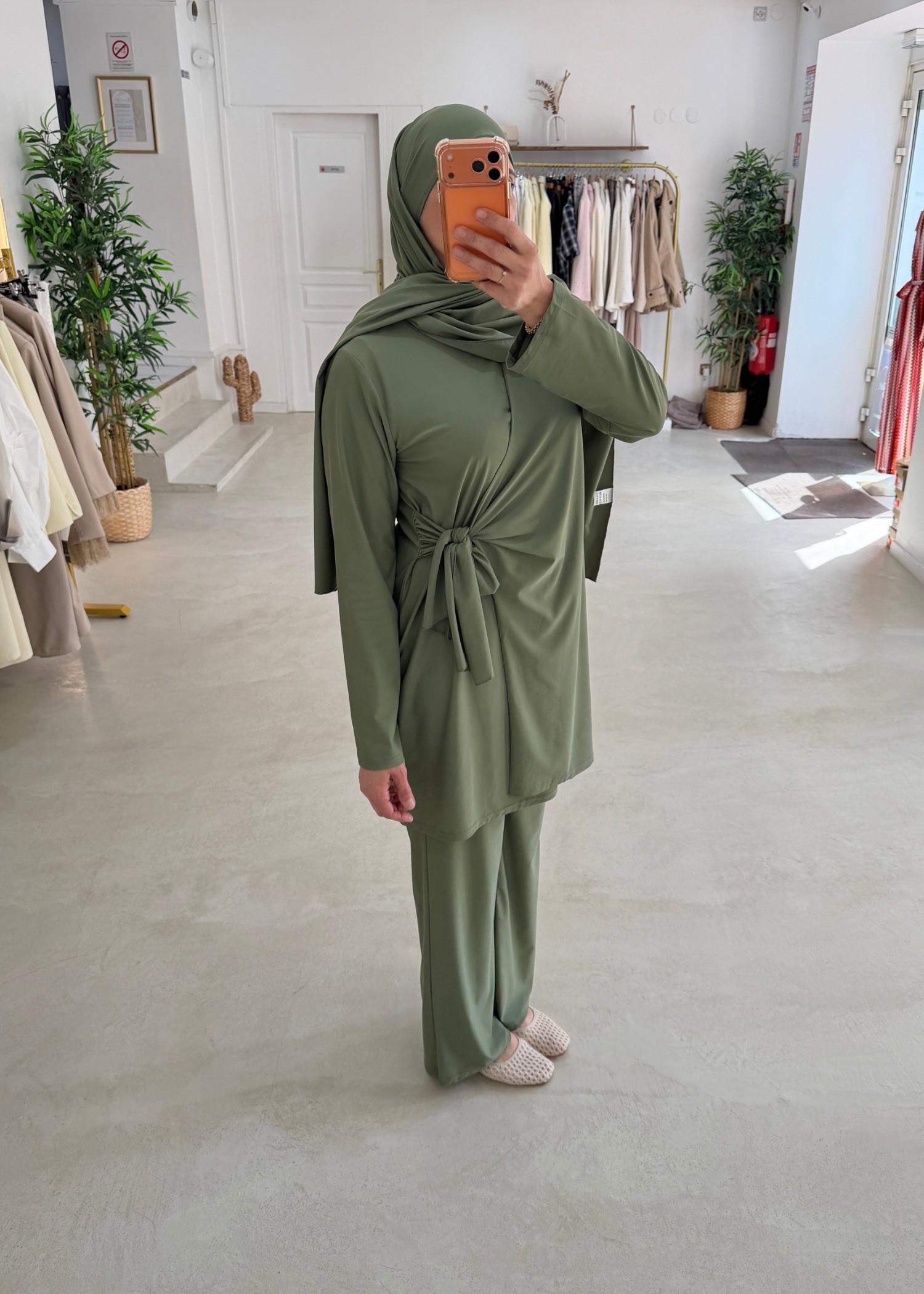 Burkini croisé noeud kaki clair