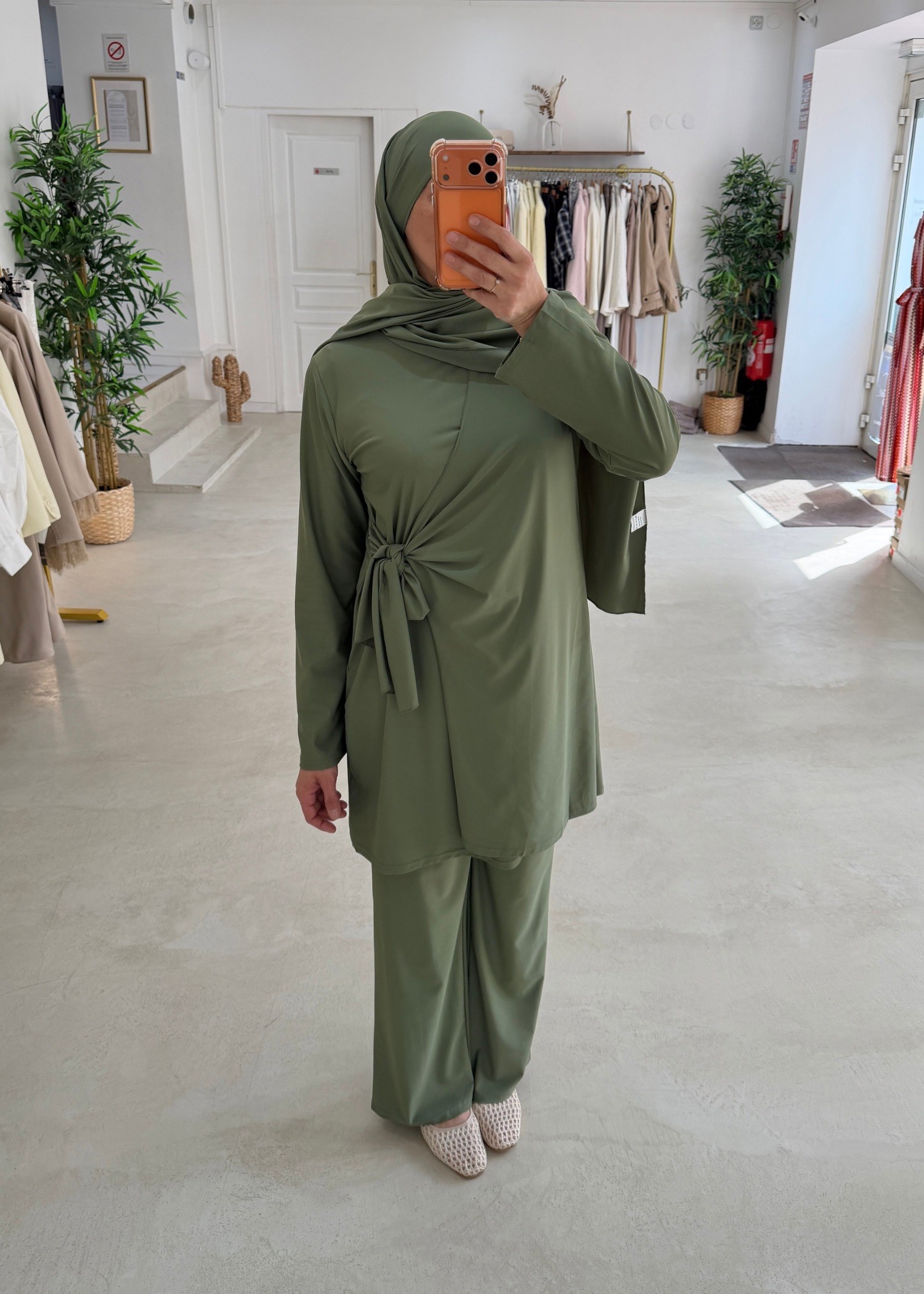 Burkini croisé noeud kaki clair