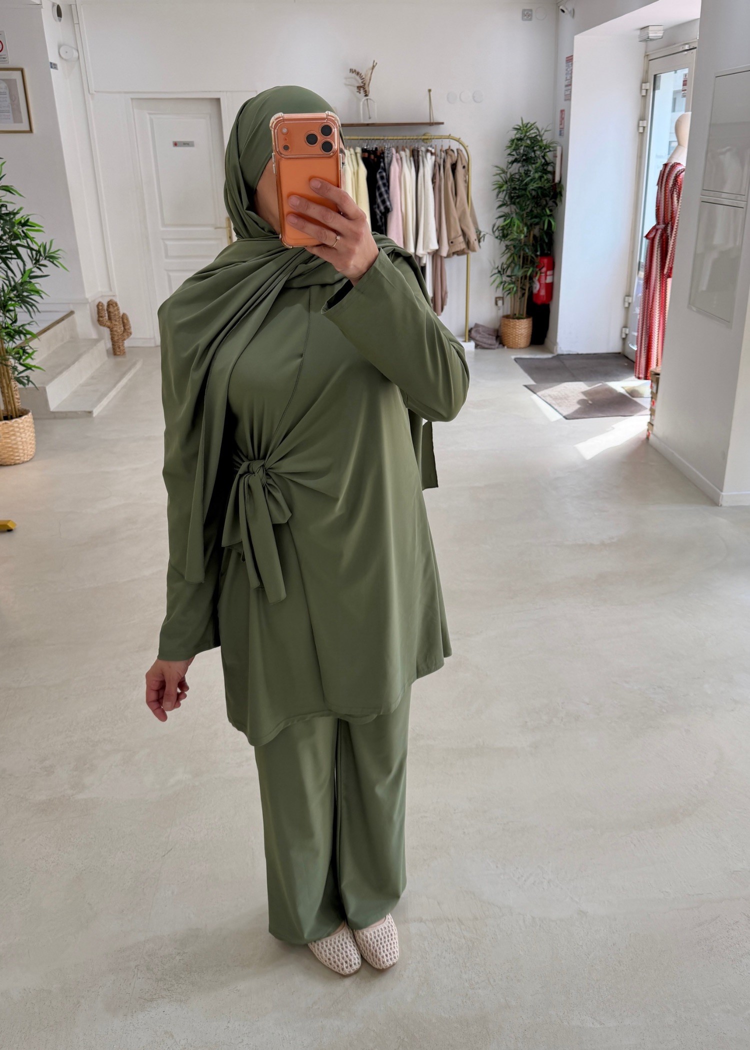 Burkini croisé noeud kaki clair