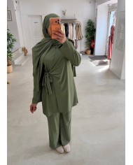 Burkini croisé noeud kaki clair