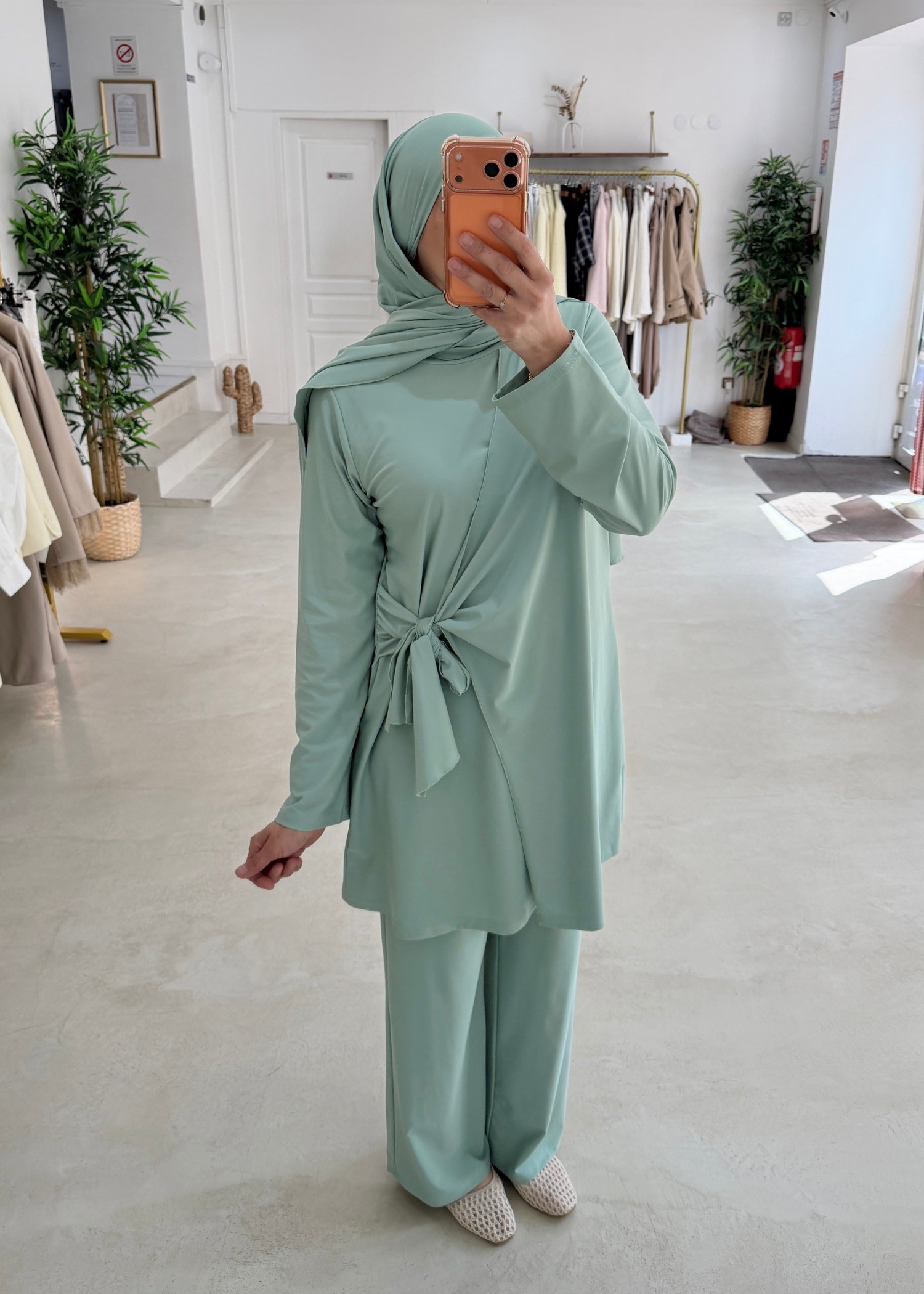 Burkini croisé noeud vert d'eau