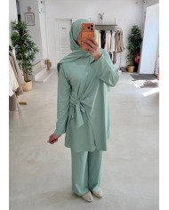 Burkini croisé noeud kaki clair