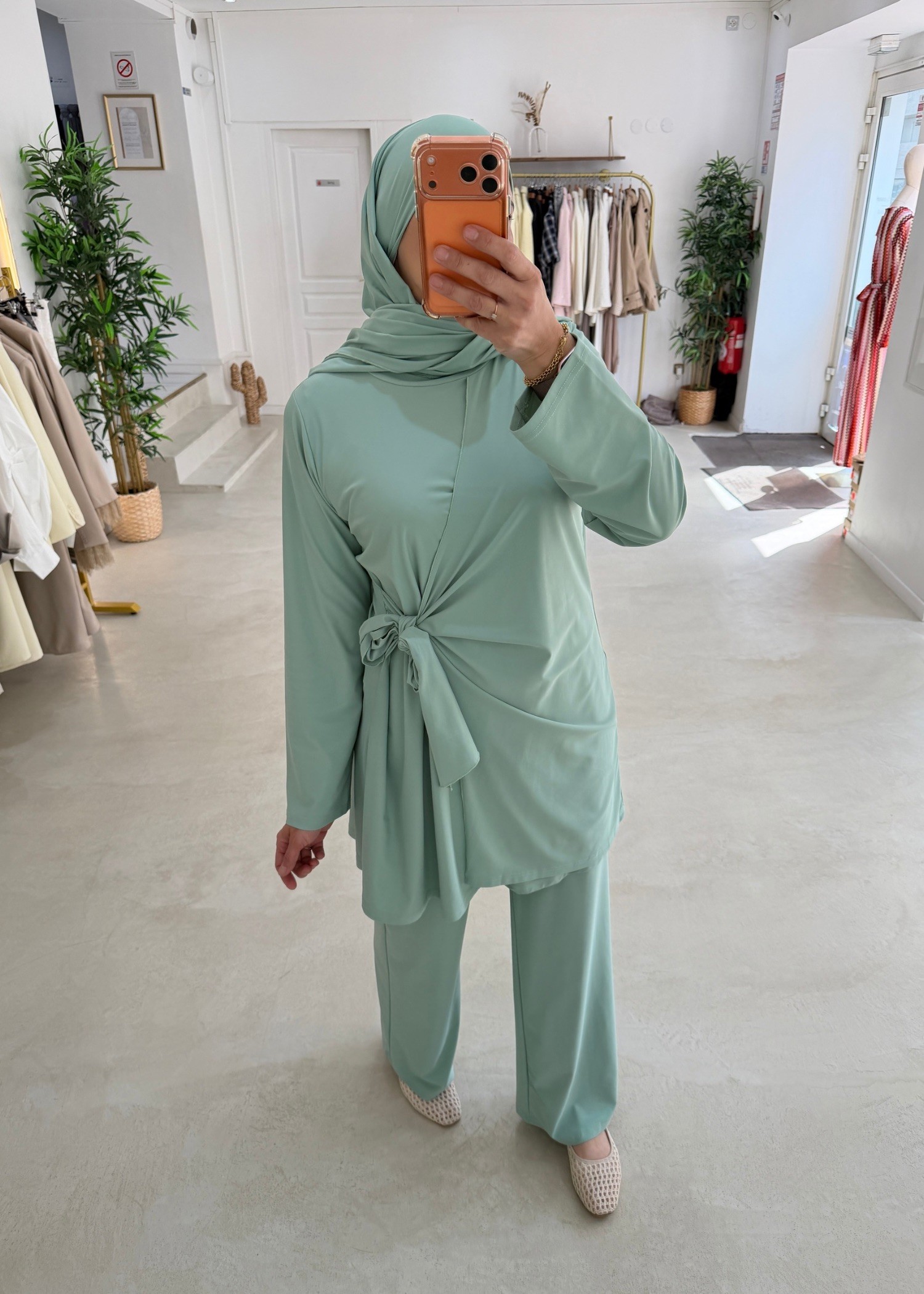Burkini croisé noeud vert d'eau