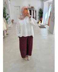 Pantalon à pois bordeaux cheville