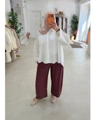 Pantalon à pois bordeaux cheville