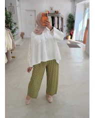 Pantalon à pois bordeaux cheville