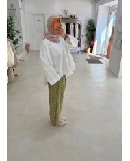 Pantalon à pois vert olive cheville