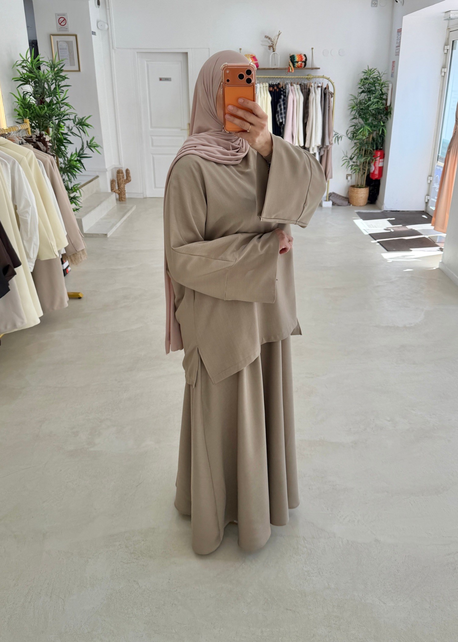 Ensemble Korean jupe taupe clair