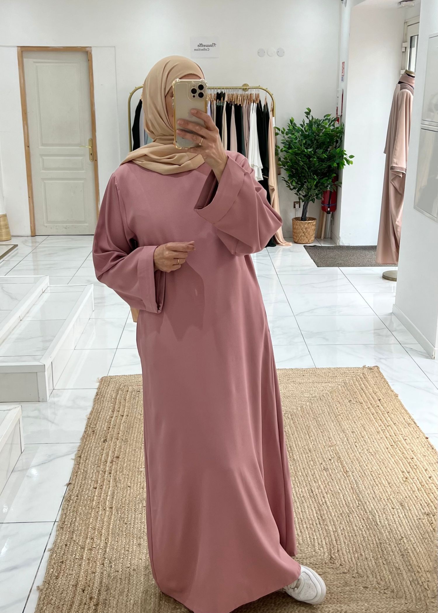 Abaya basic vieux rose