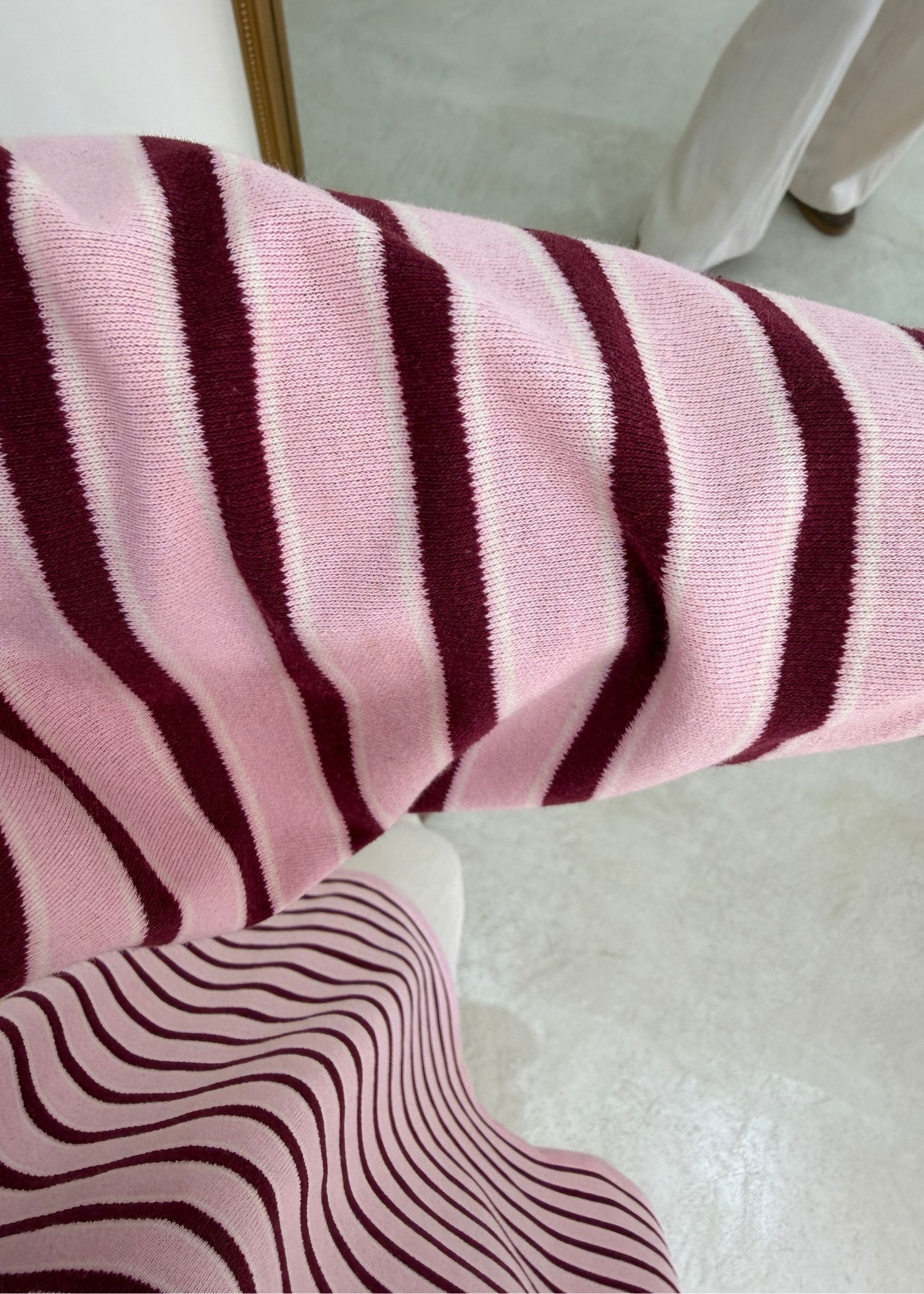 T-shirt rayé rose/bordeaux