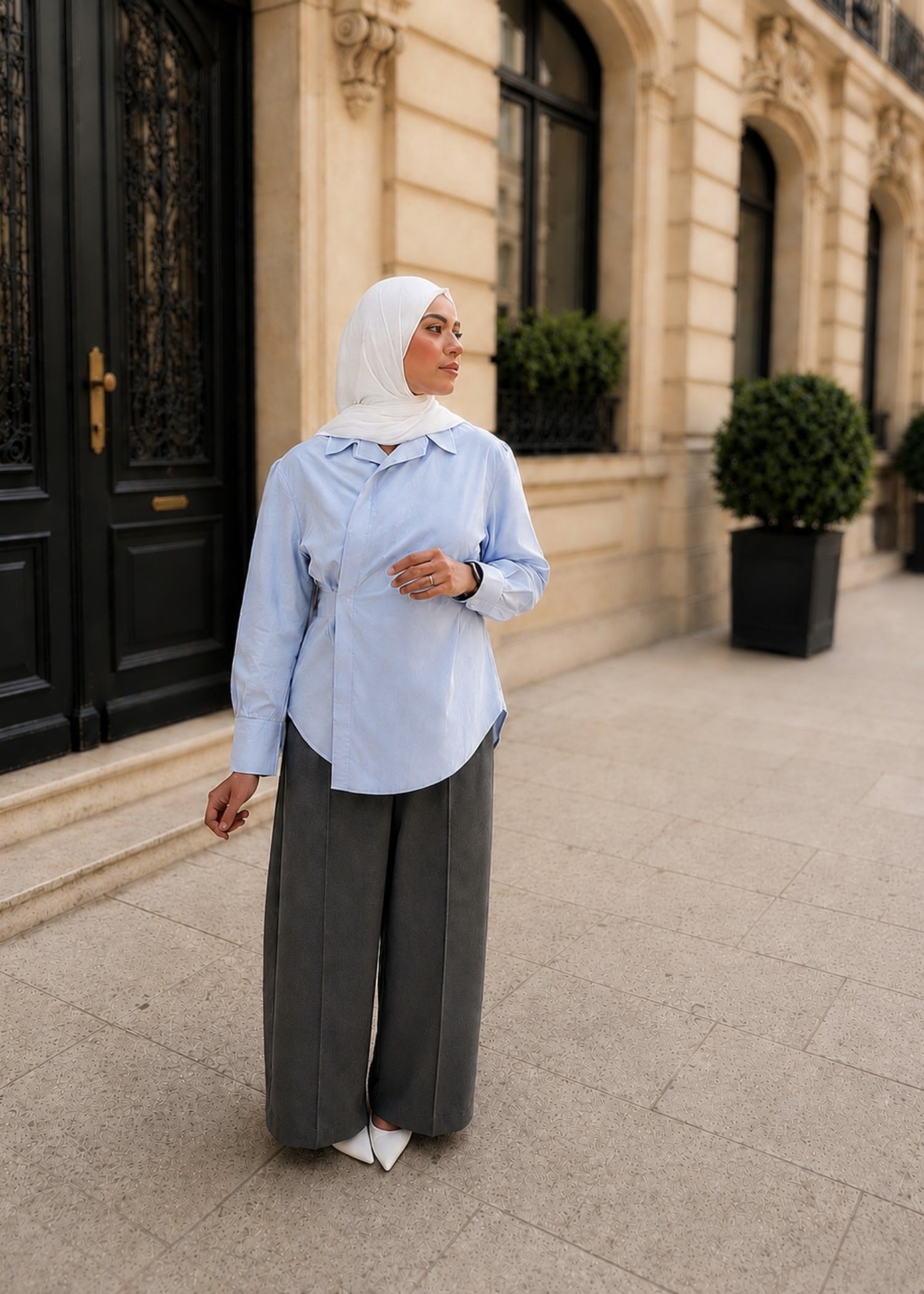 Pantalon barrel gris