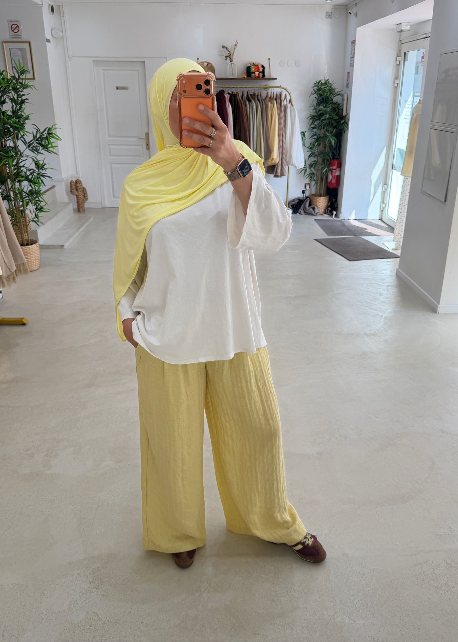 Pantalon rayé jaune