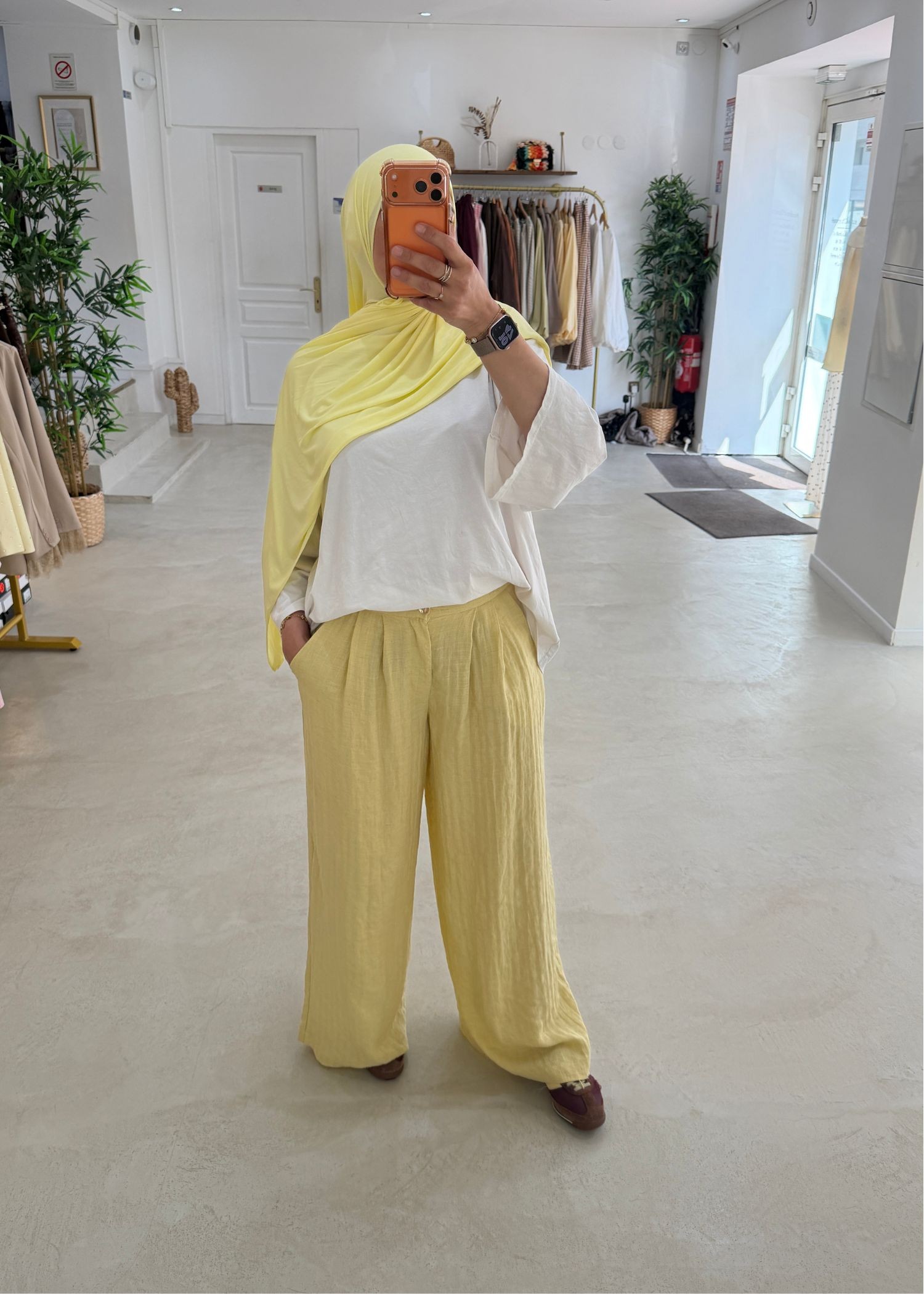 Pantalon rayé jaune
