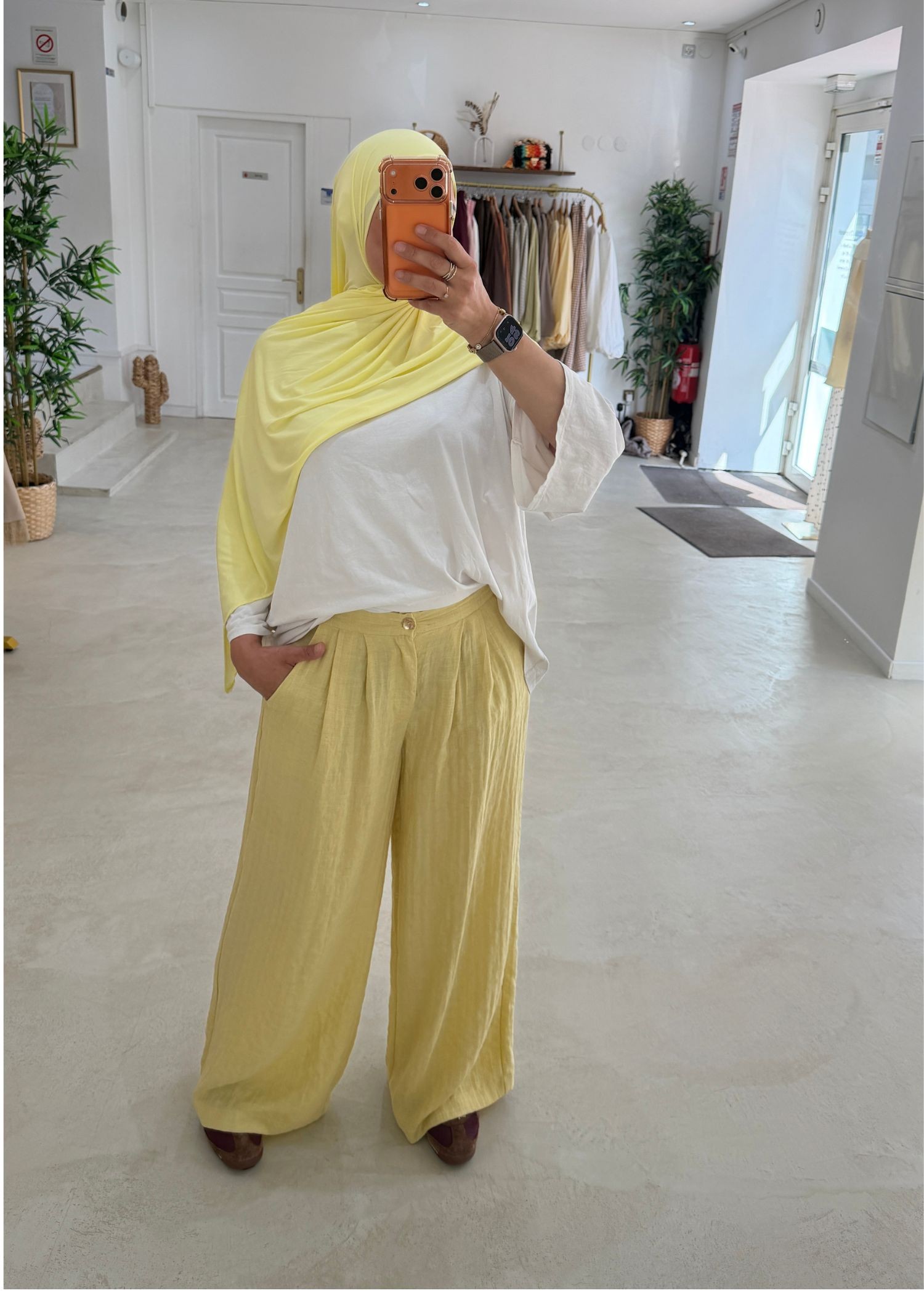 Pantalon rayé jaune