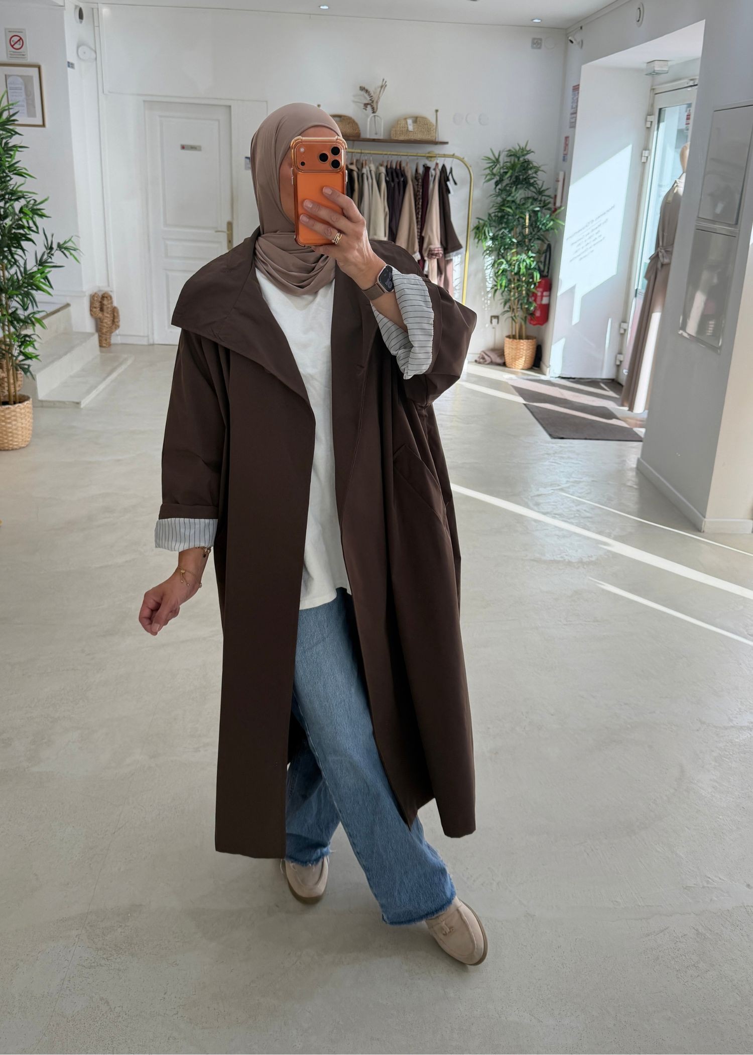 Trench coat oversize col montant chocolat