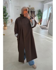 Trench coat oversize col montant chocolat