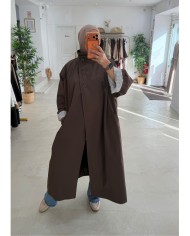 Trench coat oversize col montant chocolat