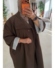 Trench coat oversize col montant chocolat