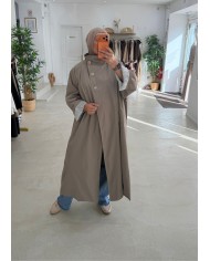 Trench coat oversize col montant taupe