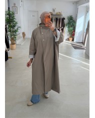 Trench coat oversize col montant taupe