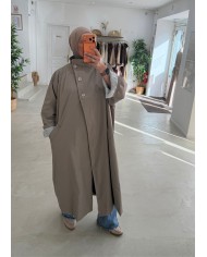 Trench coat oversize col montant taupe