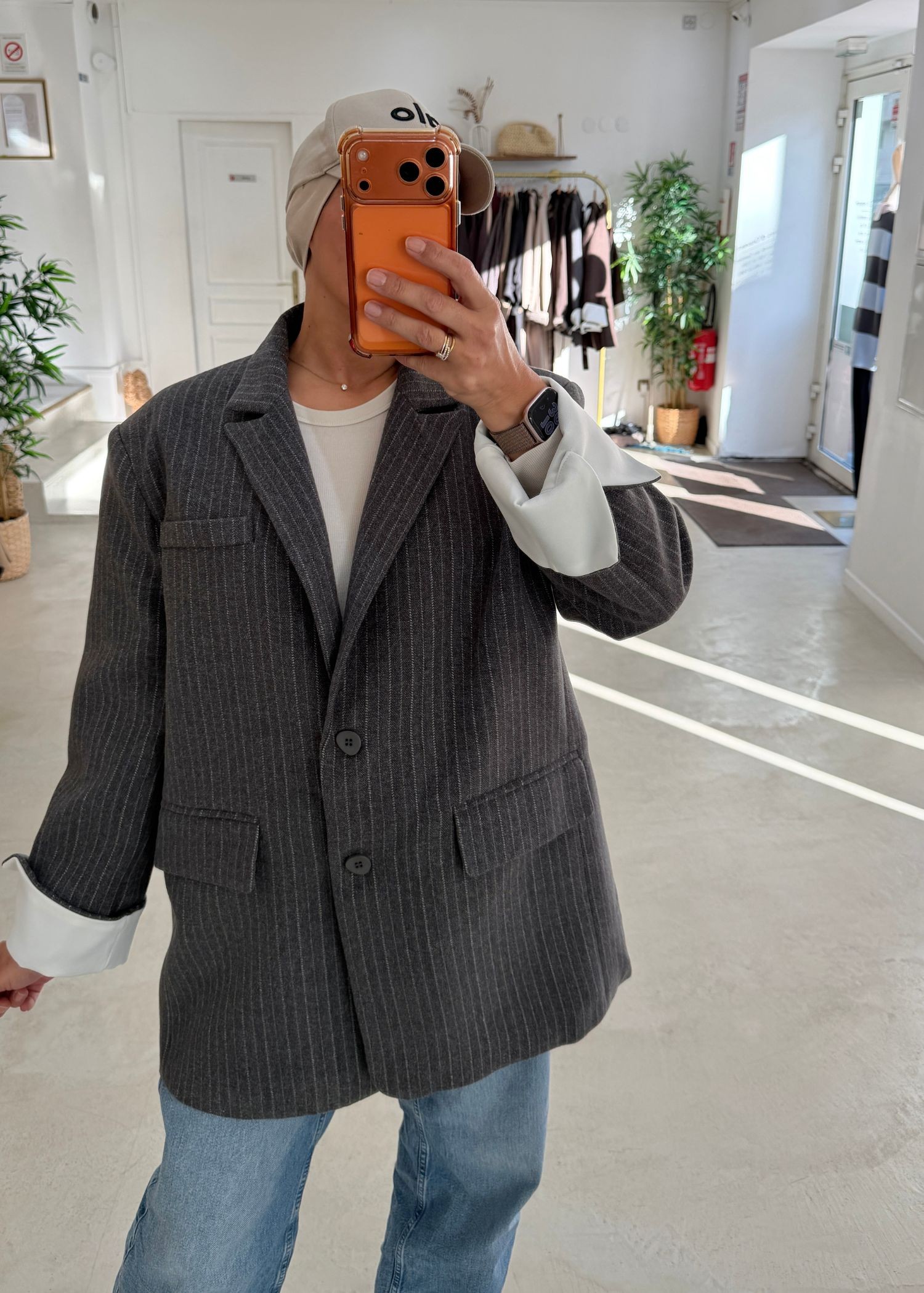 Blazer Oxford à rayure gris