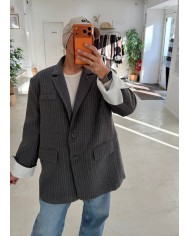 Blazer Oxford à rayure gris