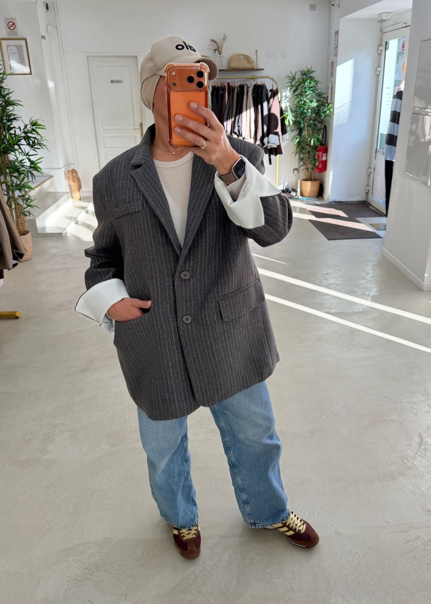 Blazer Oxford à rayure gris