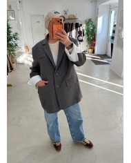 Blazer Oxford à rayure gris