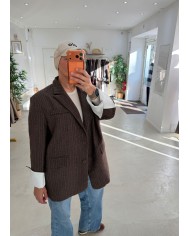 Blazer Oxford à rayure choco