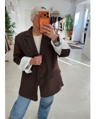 Blazer Oxford à rayure choco