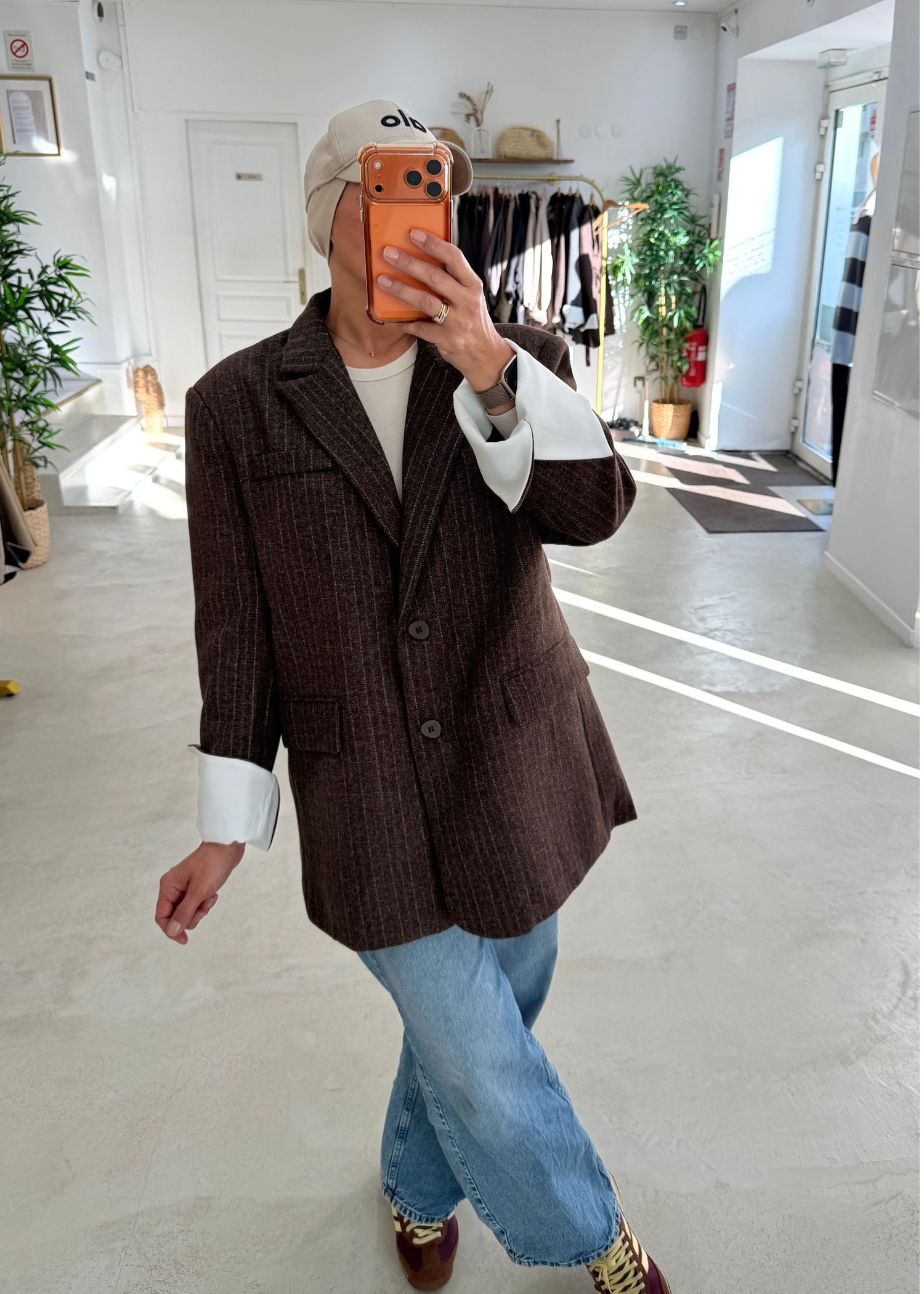 Blazer Oxford à rayure choco