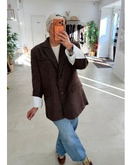 Blazer Oxford à rayure choco
