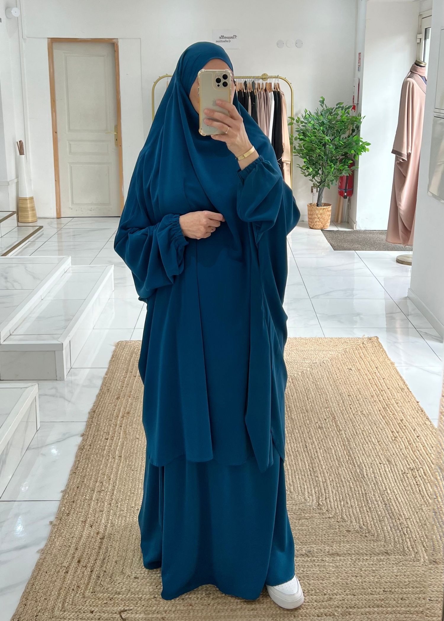 Jilbeb jupe soie de médine bleu canard