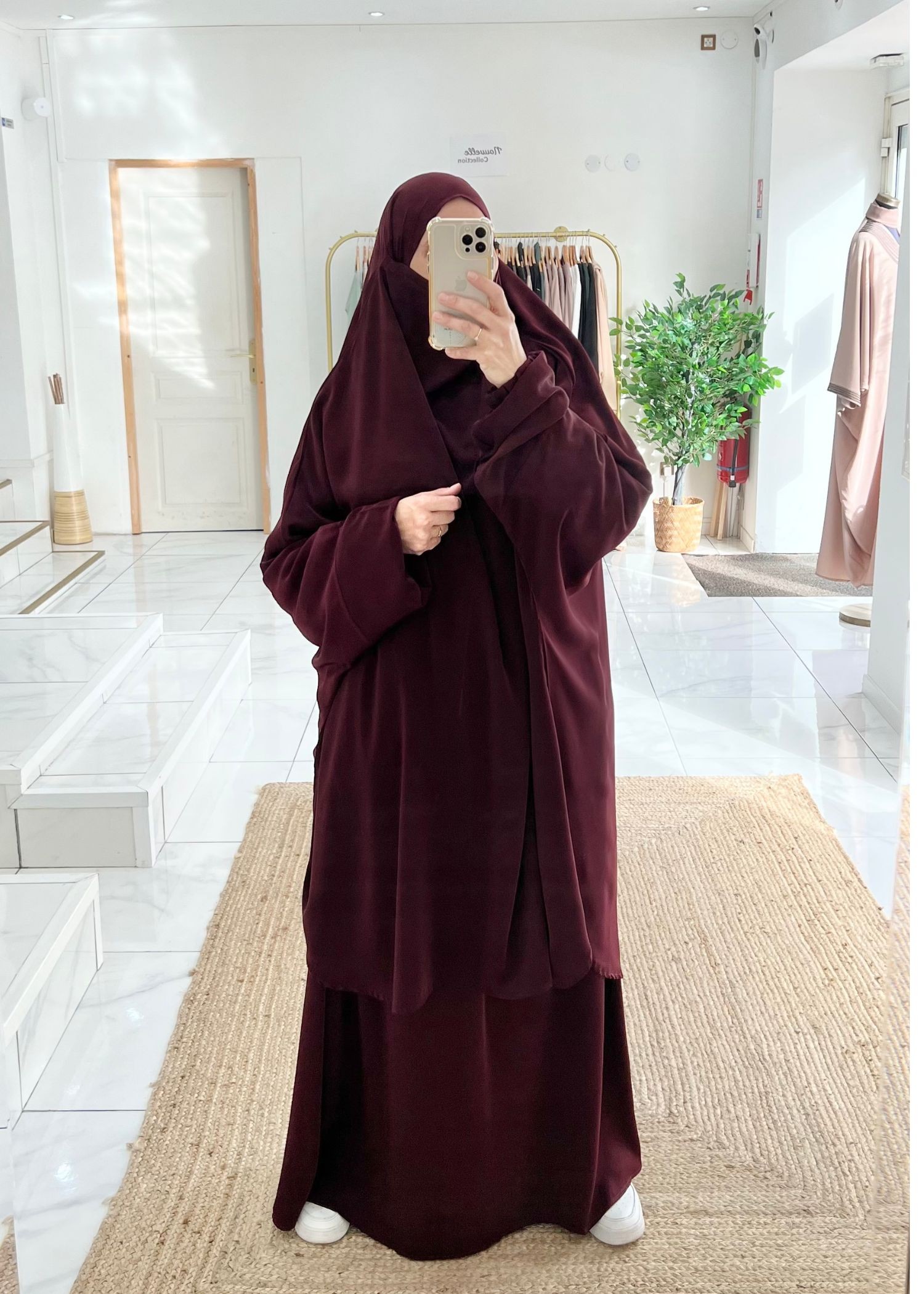 Jilbeb jupe soie de médine bordeaux